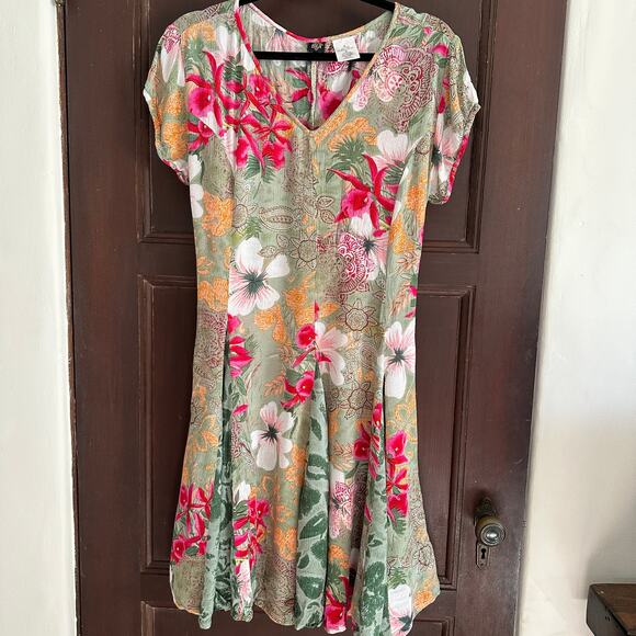 BILA of California | Floral Short Sleeve Tie Back Dress | Size Medium - Picture 1 of 4